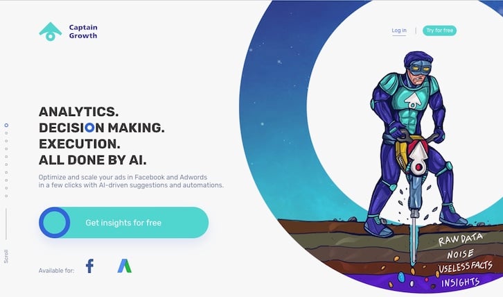 Captain Growth - Facebook and Google Ads optimization powered by A.I.