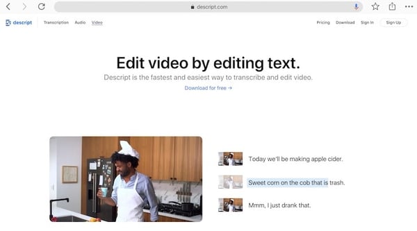 Descript - edit video by editing text