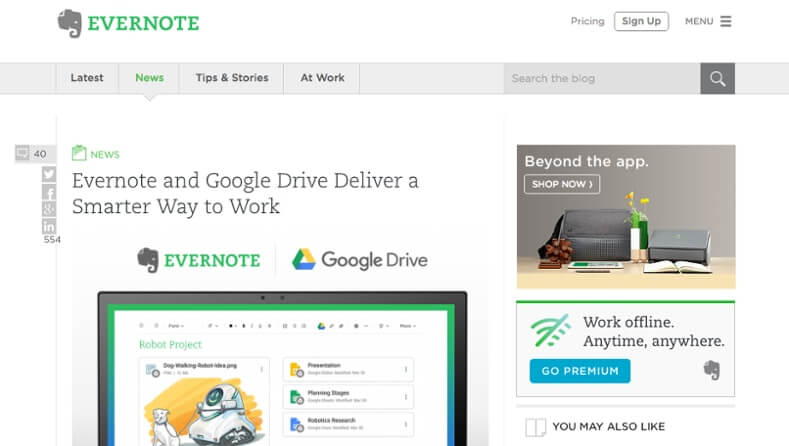examples of Business Blog Evernote
