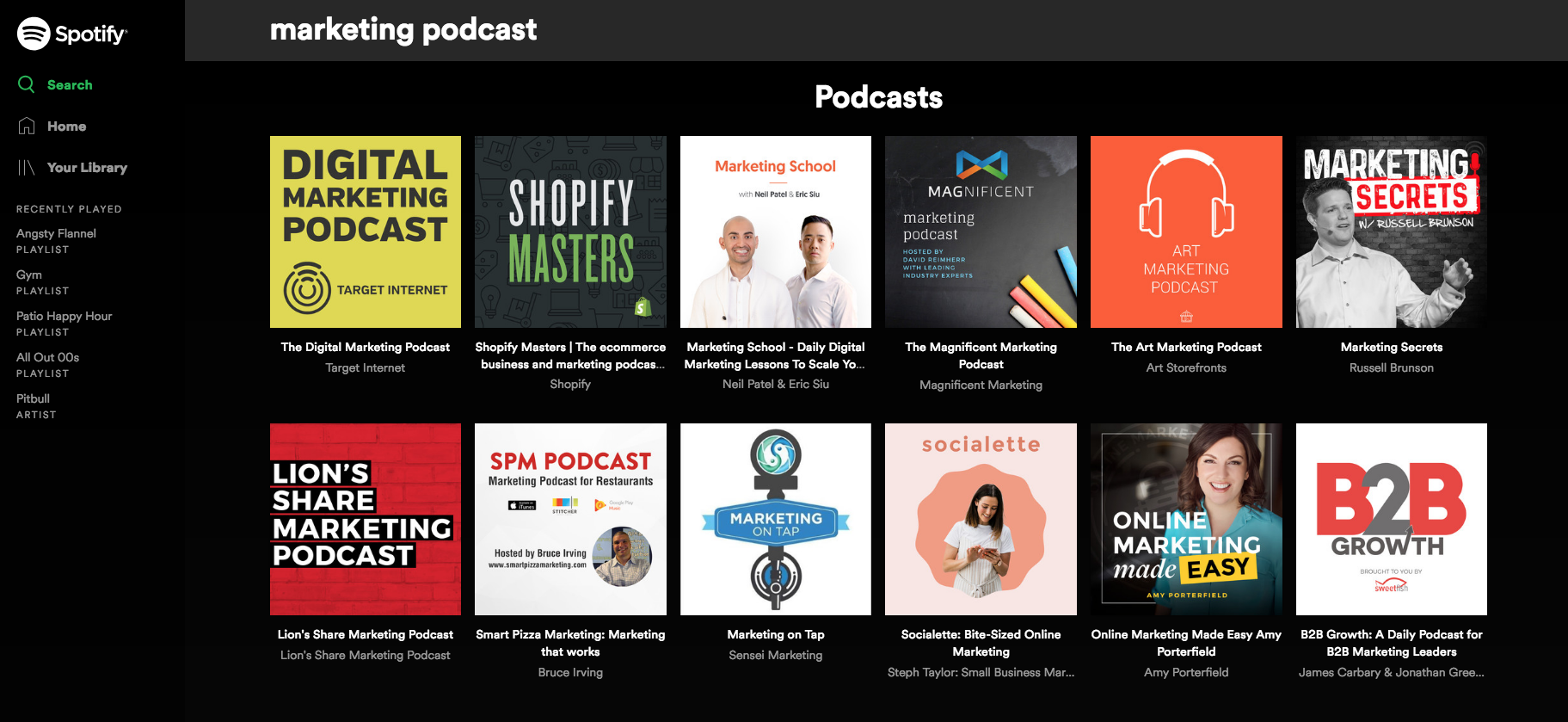 Beberapa pilihan podcast di aplikasi Spotify | Sumber: IMPACT Branding and Design